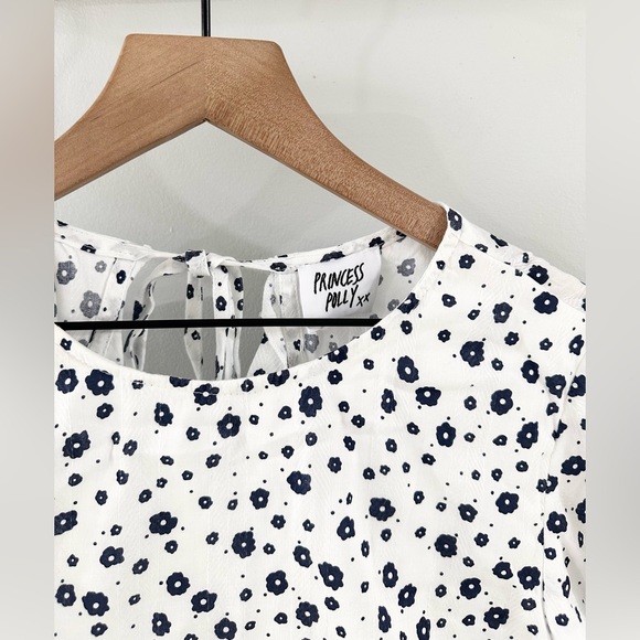 Princess Polly Nate Floral Mini Dress White Blue Size 6 - Picture 8 of 9